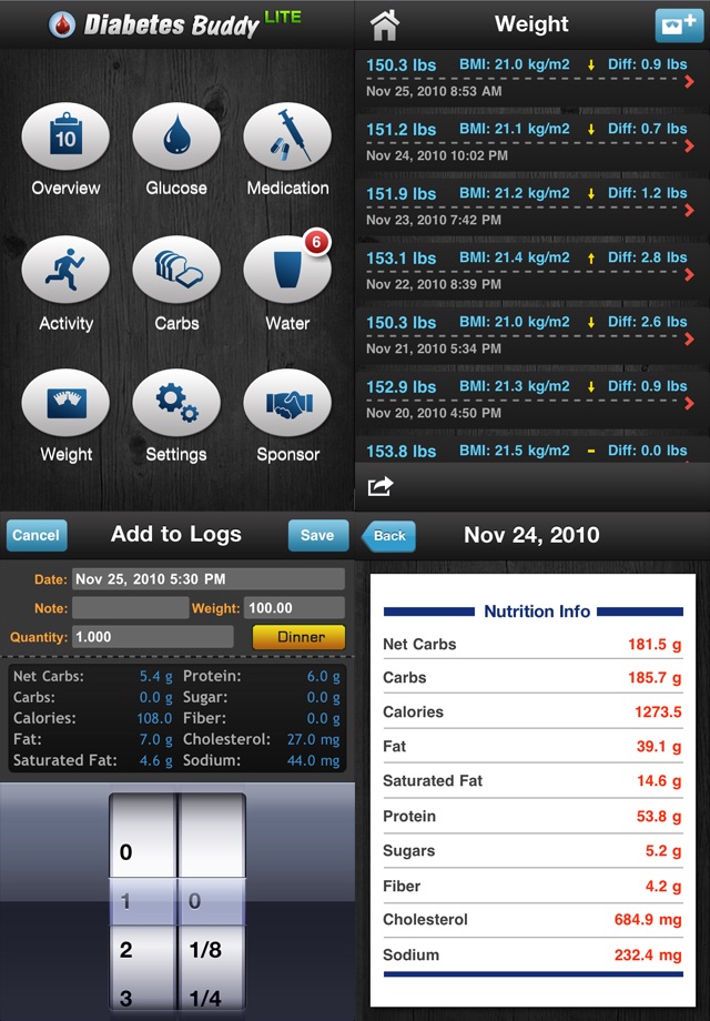 Diabetes App Lite - blood sugar control, glucose tracker and carb counter screenshot 2