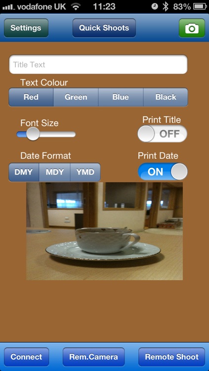 Self Timer with Remote Control and Print Date/Title/Location Option screenshot-4