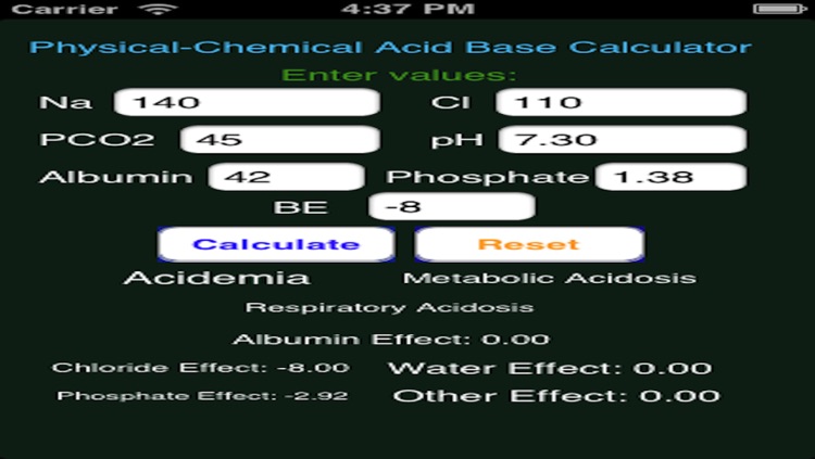 Physical/Chemical Acid Base Calculator