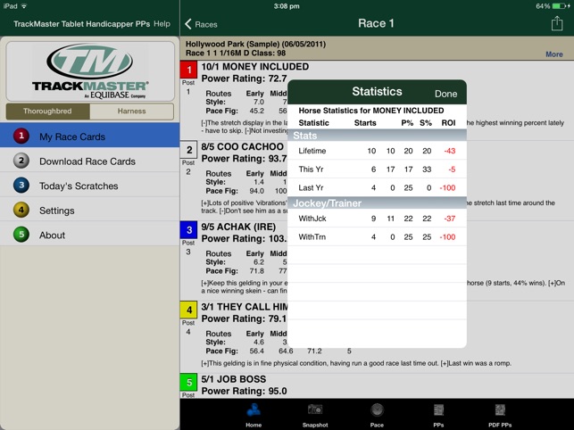 TrackMaster Tablet Handicapper PPs(圖2)-速報App