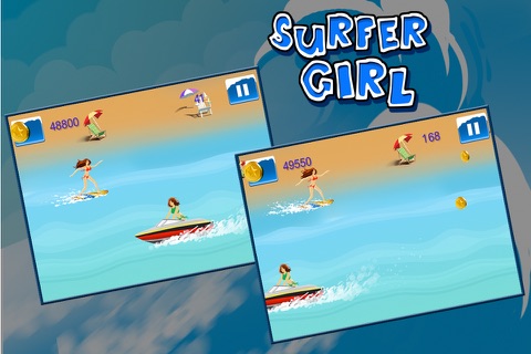 Surfer Girl - Babe Surfing On Big Blue Wave (Free Game) screenshot 2