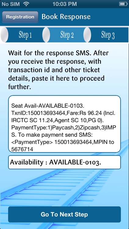 IRCTC SMS Booking