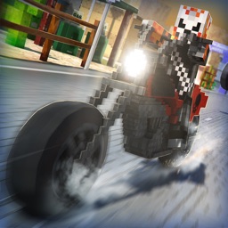 Cube Motorcycle City Roads: Free Block Racing Games Edition