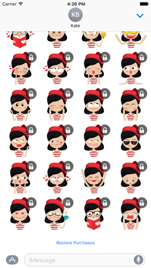 Cute French Girl Emotions Stickers(圖4)-速報App