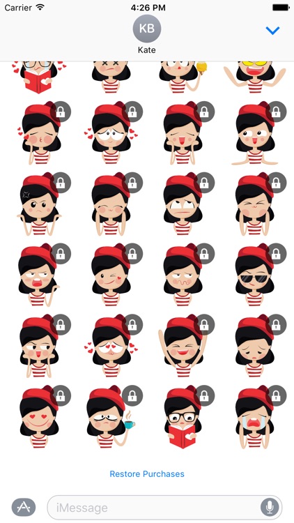 Cute French Girl Emotions Stickers screenshot-3