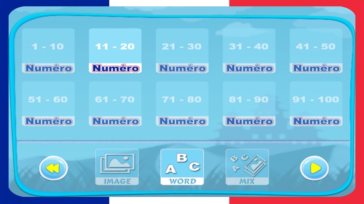 Numbers from 1 to 100 in French