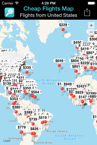 Cheap Flights Map - See where you can go for how much. Book Now and Save. screenshot 2
