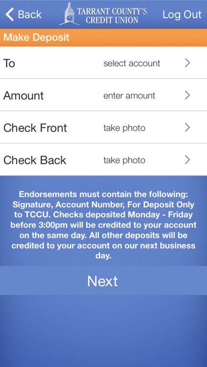 TCCU Mobile Deposit