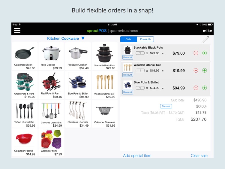 sproutPOS Mobile Point Of Sale for iPad