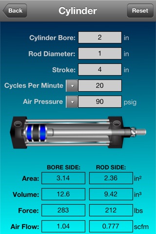 Pneumatic Cylinder Calculator screenshot 2