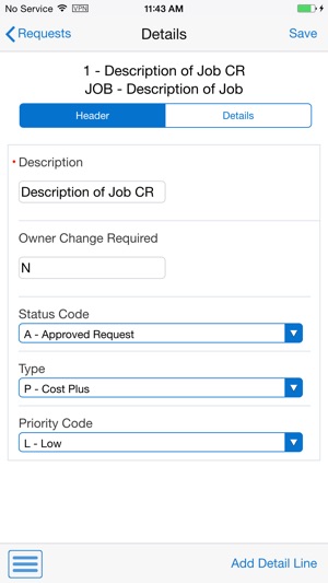 Change Request Entry Smartphone for JDE 