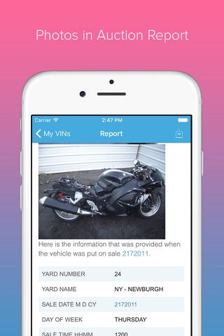 Motorcycle VIN check screenshot 2