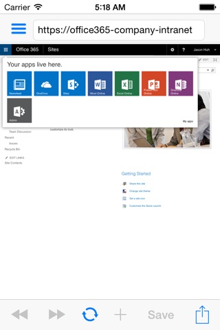 Pinsite - Enterprise Web Browser for Office 365 and SharePoint screenshot 2