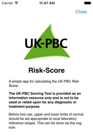 UK-PBC Risk Score screenshot 2