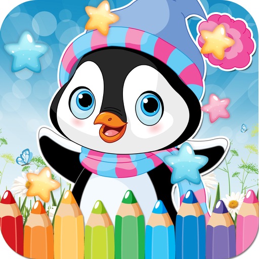 Penguin Drawing Coloring Book - Cute Caricature Art Ideas pages for kids Icon