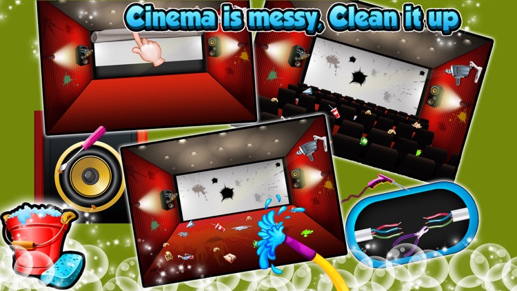 Cinema Theater Wash – Cleanup messy & dirty theater rooms in this washing game