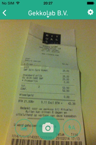 Gekko Costs - Receipt Scanner screenshot 2