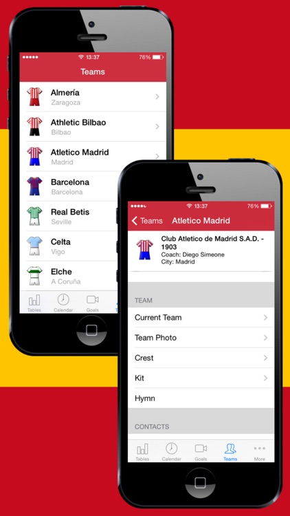 Football Scores Spanish 2013-2014 Standing Video of goals Lineups Scorers Teams info screenshot-4