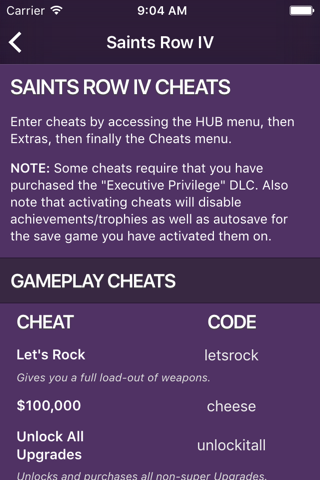 Cheats for SR - for all Saints Row games screenshot 2