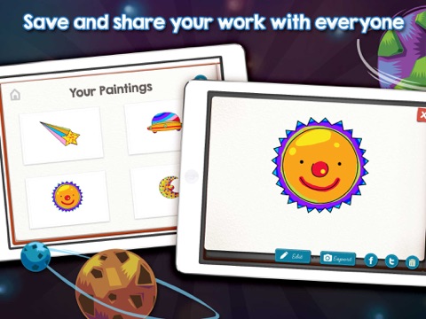 PaintPad Space School Edition: A fun and simple drawing, colouring and painting game for babies and toddlers screenshot 4