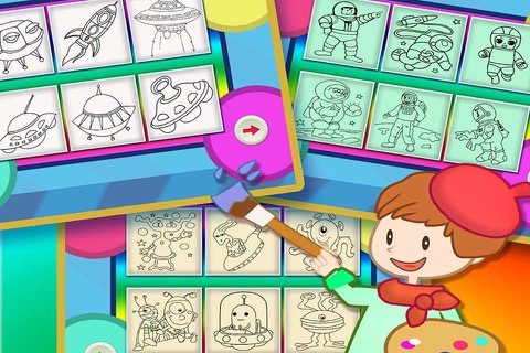 Coloring Games For Kids About Spaceship and Robot - 绘画机器人 外星人 和宇宙飞船等 screenshot 2