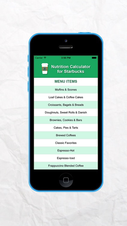 Nutrition Calculator for Starbucks