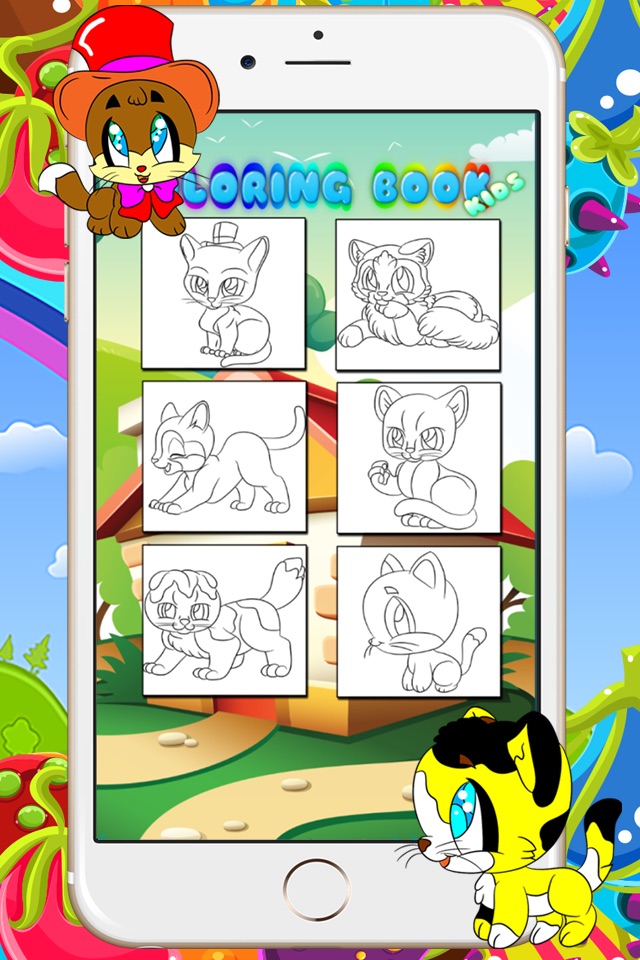 Coloring Books For Preschool Toddler - Kids Drawing Painting kitty Cat Games screenshot 3