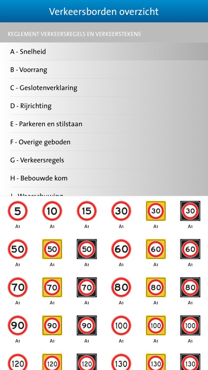 Borden - Alle verkeersborden in één app