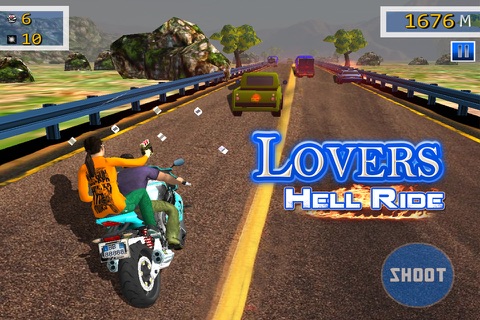 Lovers Hell Ride - Free Racing and Shooting Game screenshot 3