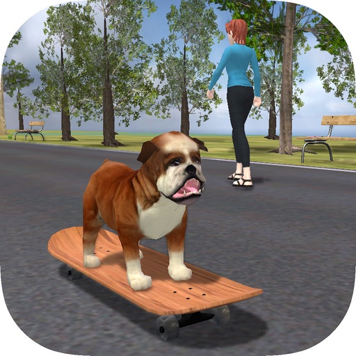 Bulldog on Skateboard 3D Icon
