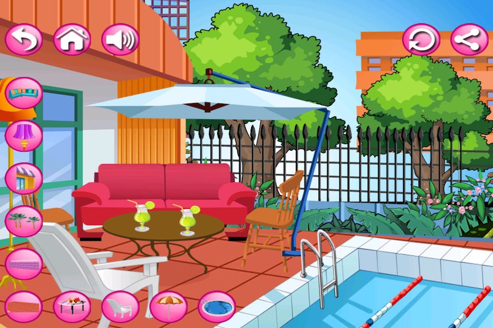 Room Decoration -Vacation Villa, Patio Party, Girls BedRoom, Kids Room, Punk Girl Room screenshot 2