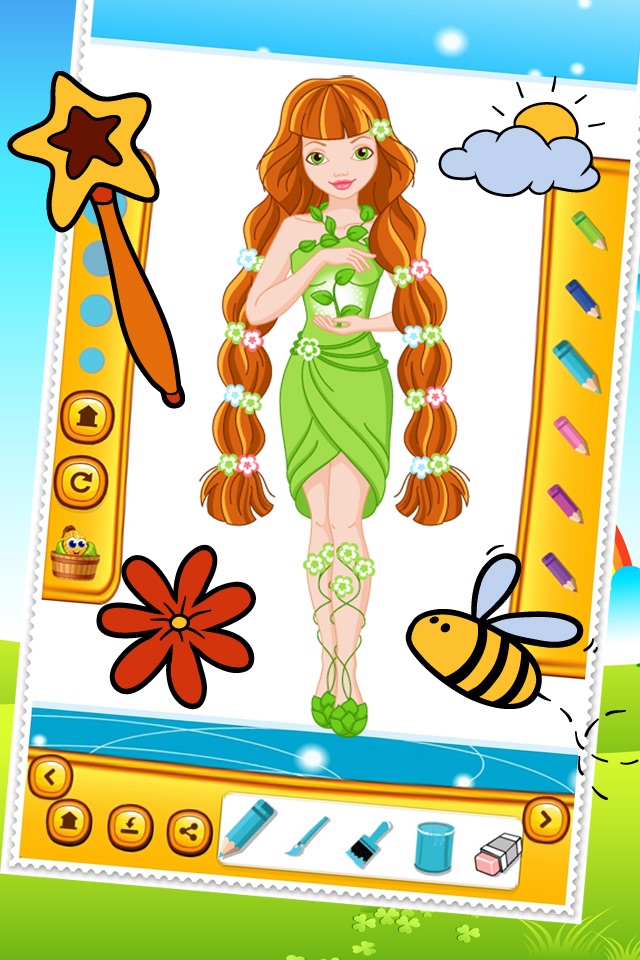 Beauty Fairy Princess Coloring Book Drawing for Kid Games screenshot 3