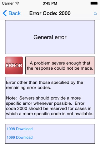 OFX Error Codes Reference Database screenshot 2