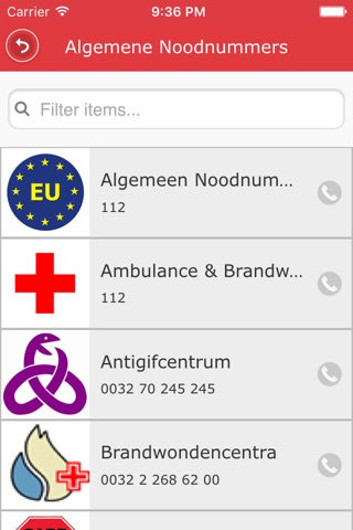 Noodnummers België Pro screenshot 2