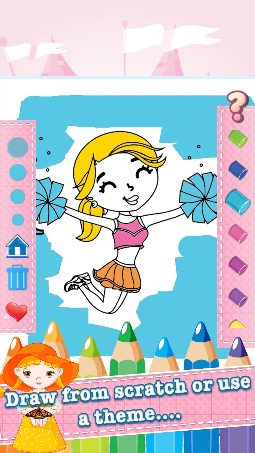 小女孩绘图着色书 孩子们可爱的漫画人物艺术思想页free Download App For Iphone Steprimo Com