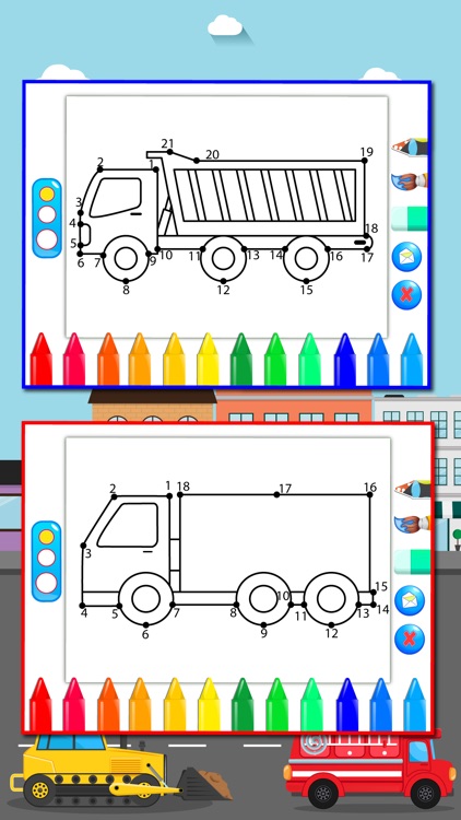 Trucks Connect the Dots and Coloring Book for Kids Lite