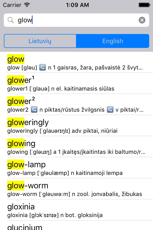Anglonas - the English-Lithuanian dictionary screenshot 3