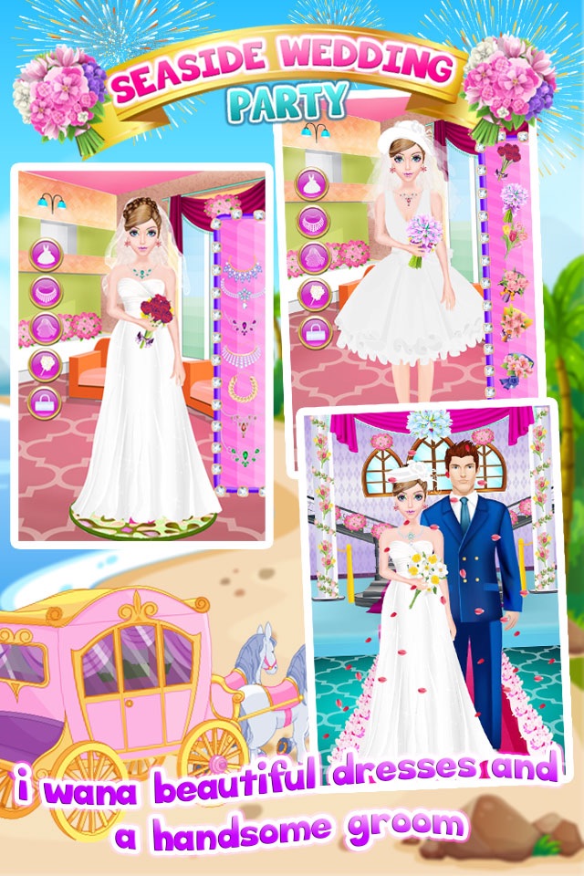 Seaside Wedding Party Makeover & Dress up Salon Girls Game screenshot 4