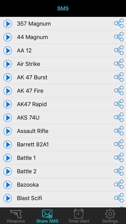Weapon & Gun Sound Effects Button - Share Explosion Sounds via SMS & Timer Alert Plus