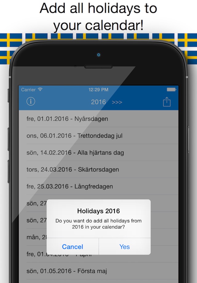 Svenska Helgdagar - Kalender 2016 i Sverige för Semester och Lov Planering screenshot 2