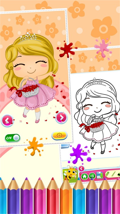 Sweet Little Girl Coloring Book Art Studio Paint and Draw Kids Game Valentine Day