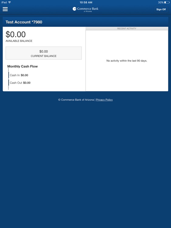 Commerce Bank of AZ Tablet