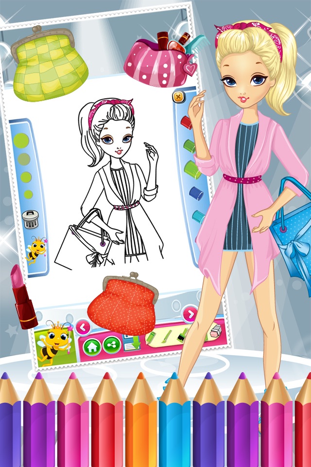 Pretty Girl Fashion Colorbook Drawing to Paint Coloring Game for Kids screenshot 2