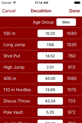 Athletics Score Calculator screenshot 2