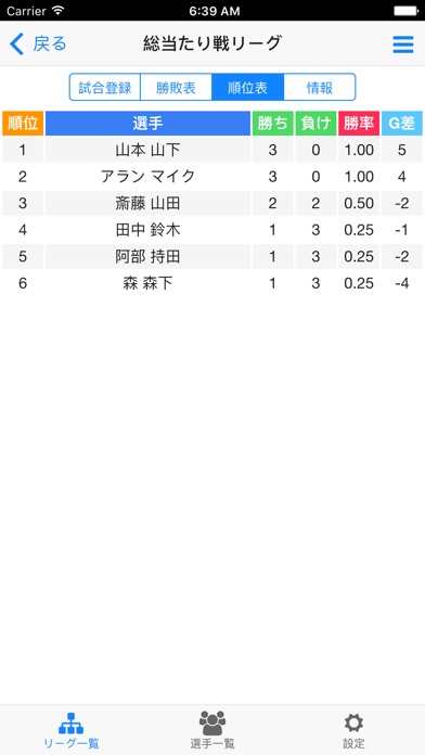 ソフトテニスリーグ作成のスクリーンショット2 ソフトテニスリーグ作成のスクリーンショット2
