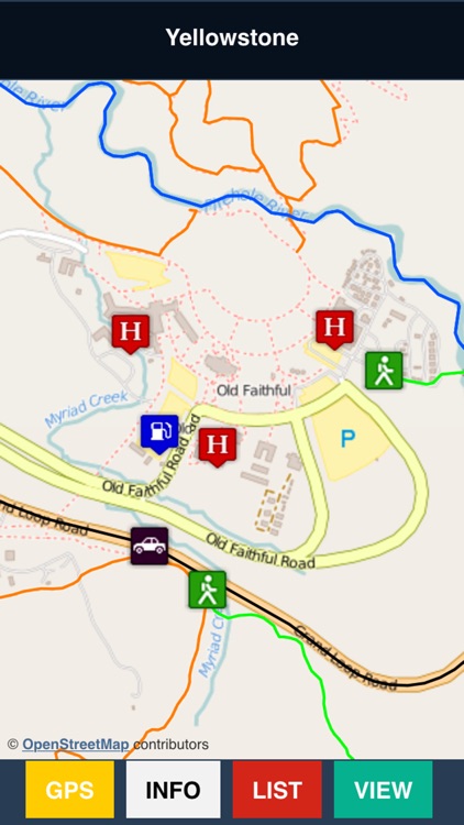 Yellowstone Park Trail and Road Map