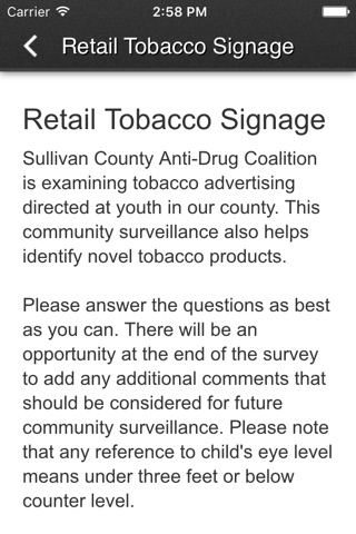 Sullivan County Anti-Drug Coalition Retail Environmental Scan screenshot 2