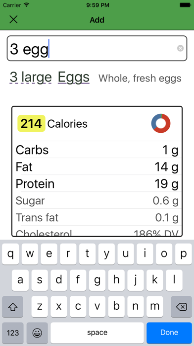 Screenshot #1 pour Spelt - Calorie and Nutrition Tracker