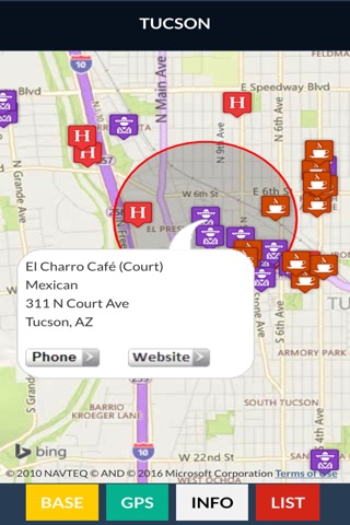 Tucson Restaurant and Dining Map screenshot 2