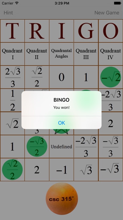 Trigo - Trig Bingo